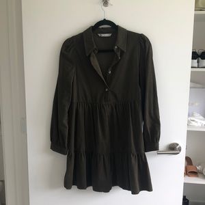 Olive Green Corduroy Zara Dress